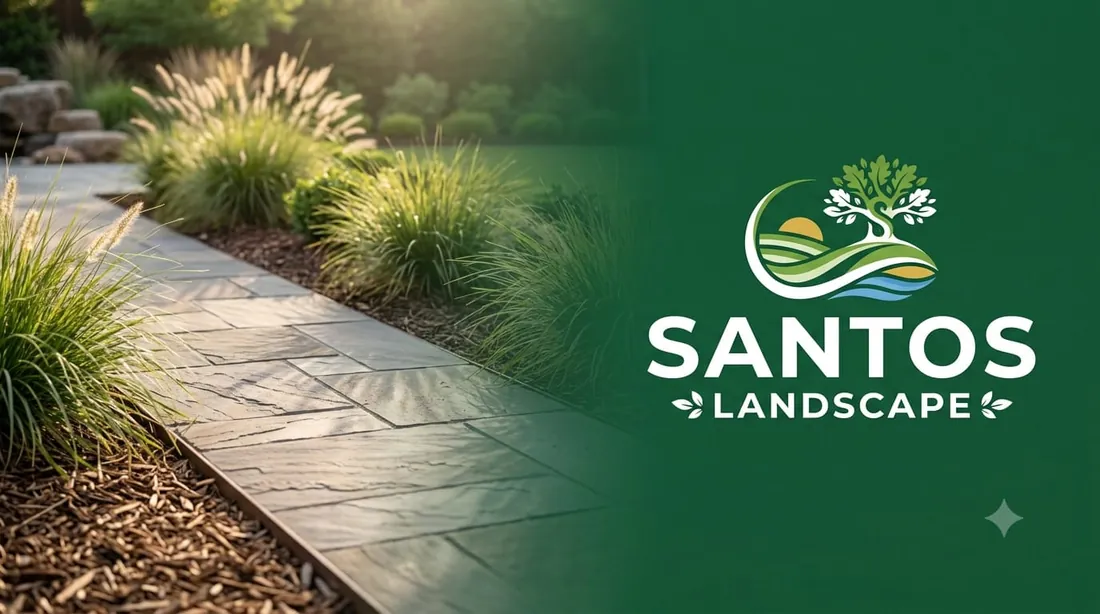 Sendero de piedra y gramíneas ornamentales por Santos Landscape